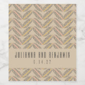 Elegant Abstract Stippen Pattern beige Custom Wedd Wijn Etiket (Enkel label)