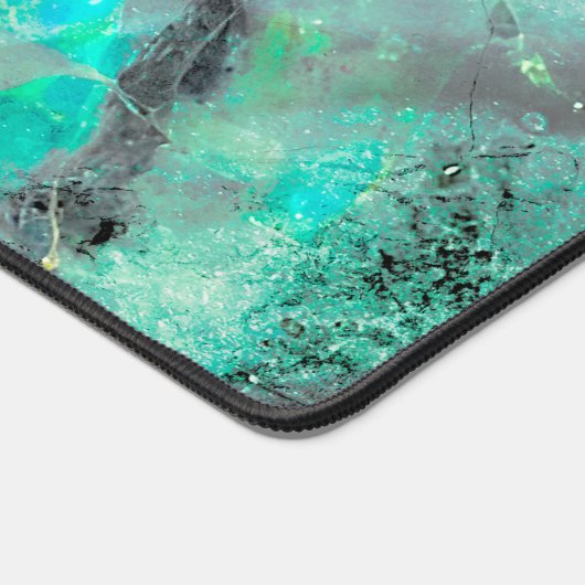 Elegant Abstract Turquoise Marmer Opal Monogrammed Bureaumat (Hoek)