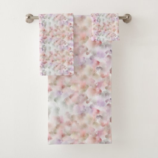 Elegant Abstract Waterverf Roze Lila pastel Bad Handdoek (Insitu)