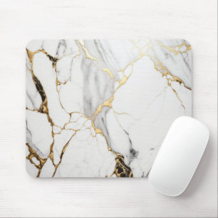 Elegant abstract zwart-wit goudmarmer muismat