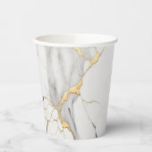 Elegant abstract zwart-wit goudmarmer papieren bekers (Links)