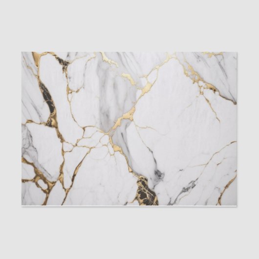 Elegant abstract zwart-wit goudmarmer tissuepapier (Voorkant)