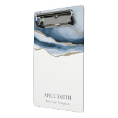 Elegant Abstracte marine Blue Agate Gold Waterverf Mini Klembord (Angled2)