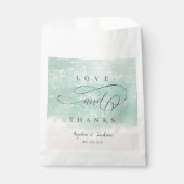 Elegant abstracte mousserende oceaanstrand bruilof bedankzakje (Voorkant)