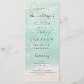 Elegant abstracte mousserende oceaanstrand bruilof programma (Voorkant)