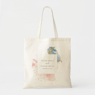 Elegant Abstracte Waterverf Gold Pink Blue Weddens Tote Bag