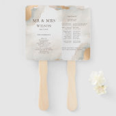 Elegant Abstracte Waterverf Gold Wedding Handwaaier (Voorkant en achterkant)
