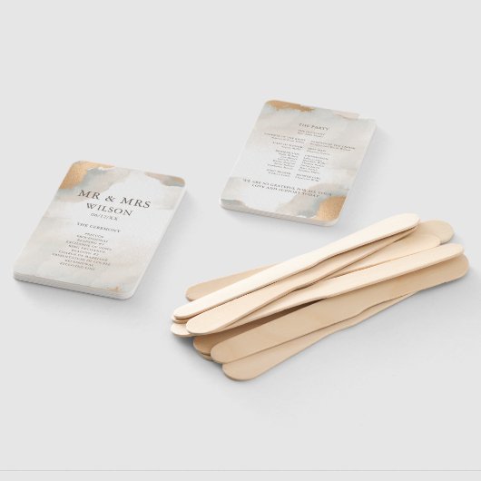 Elegant Abstracte Waterverf Gold Wedding Handwaaier (Niet-gemonteerd)