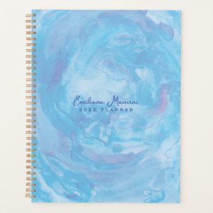 Élégant Abstrait Blue Whirl Art Planner