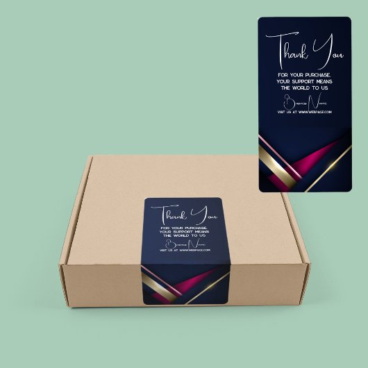 Élégant Abstrait Gold Blue Merci Box Étiquette