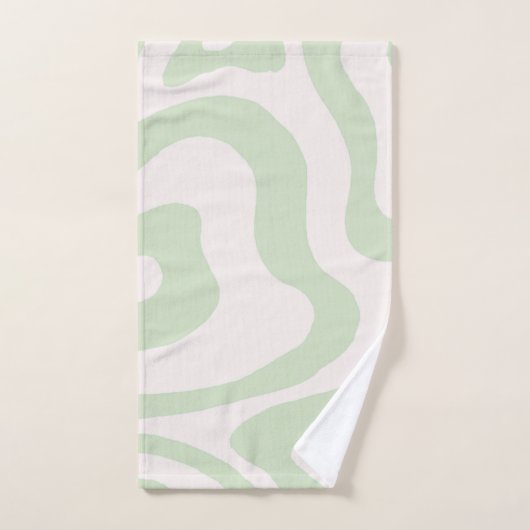 Élégant Abstrait Sage Vert Marbre Wavy Stripe (Serviette à main)
