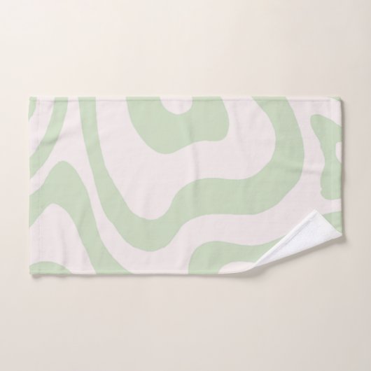 Élégant Abstrait Sage Vert Marbre Wavy Stripe (Serviette à main)