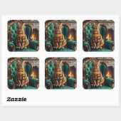 Elegant Abyssinian Cat Regal Holiday Portrait Art Vierkante Sticker (Vel)