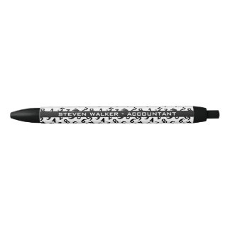 Elegant Accountant Numbers Chic White, gepersonali Zwarte Inkt Pen