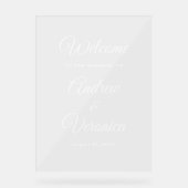 Elegant Acrylic Wedding Welcome Sign Script Names (Recto)