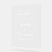 Elegant Acrylic Wedding Welcome Sign Script Names (Angle)
