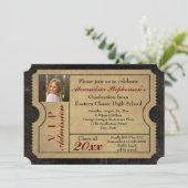 Elegant Admission Ticket Photo Afstuderen Kaart (Staand voorkant)