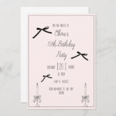 Élégant Ado de la Bow noire Invitation de fête d'a (Devant / Derrière)