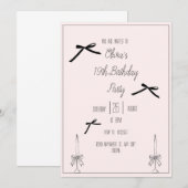 Élégant Ado de la Bow noire Invitation de fête d'a (Devant / Derrière)