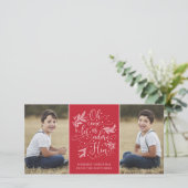 Elegant Adore Him | 2-kerstfoto Feestdagenkaart (Staand voorkant)