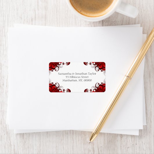Elegant Adresetiket, rood en wit Etiket (Insitu)