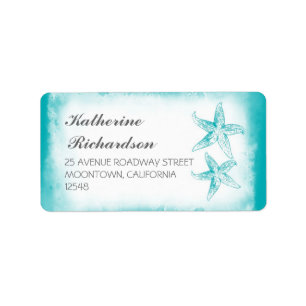 Elegant adreslabel met blauw zeesterren paar etiket