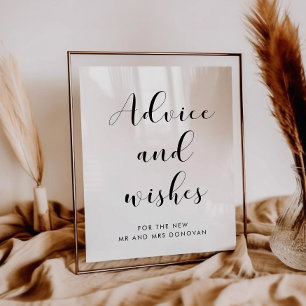 Elegant advies en wensen bruiloft teken poster