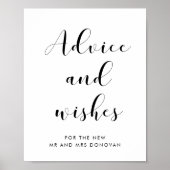 Elegant advies en wensen bruiloft teken poster (Voorkant)