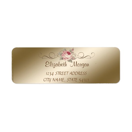 Elegant afbeelding Romantic, Roos adreslabel Etiket (Voorkant)
