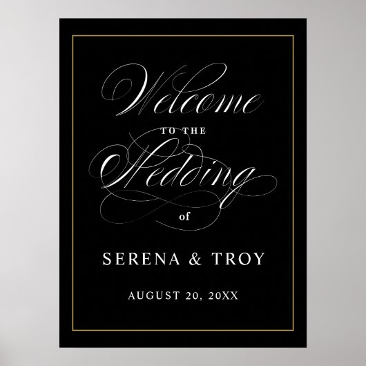 Élégant Affiche de bienvenue de script Mariage noi (Devant)