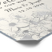 Élégant affiche de bienvenue du Mariage Dusty Blue (Coin)