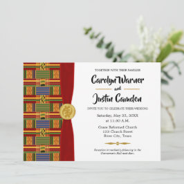 Elegant African Pset Kente K84 Wedding Invitation Kaart