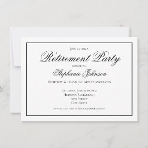 Elegant Afscheid Zwart en Wit Feest Kaart