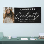 Elegant Afstudeerder Foto Gefeliciteerd Afstuderen Spandoek (Beurs)