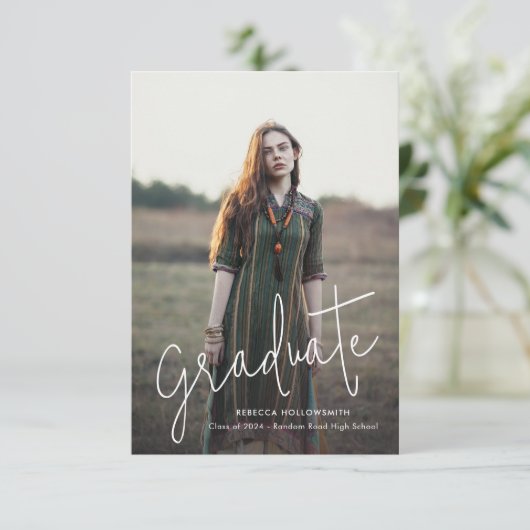 Elegant Afstudeerder Fotoscript Afstuderen Aankond (Staand voorkant)