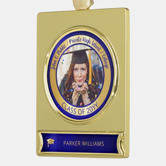 Elegant Afstudeerder Pet School Afstuderen Afstude Verguld Banner Ornament (Links)