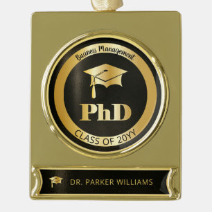 Elegant Afstudeerder Pet School PhD Afstuderen Afs Verguld Banner Ornament
