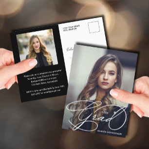 Elegant Afstudeerder Script Photo Afstuderen Briefkaart