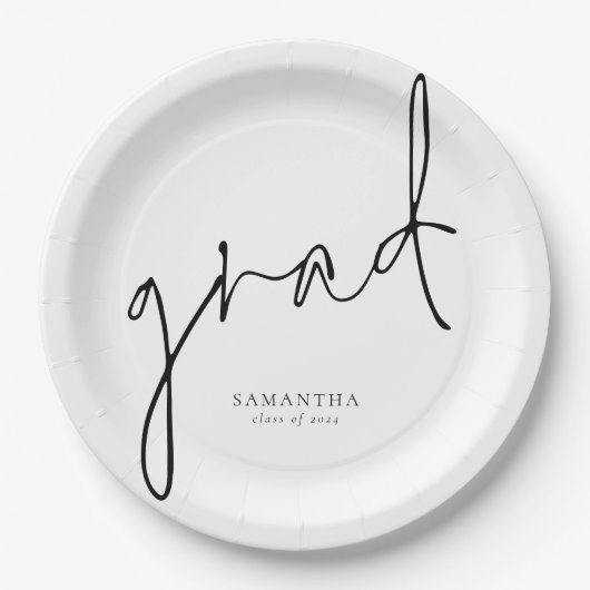 Elegant Afstudeerder Zwart Script Name Afstuderen Papieren Bordje (Voorkant)