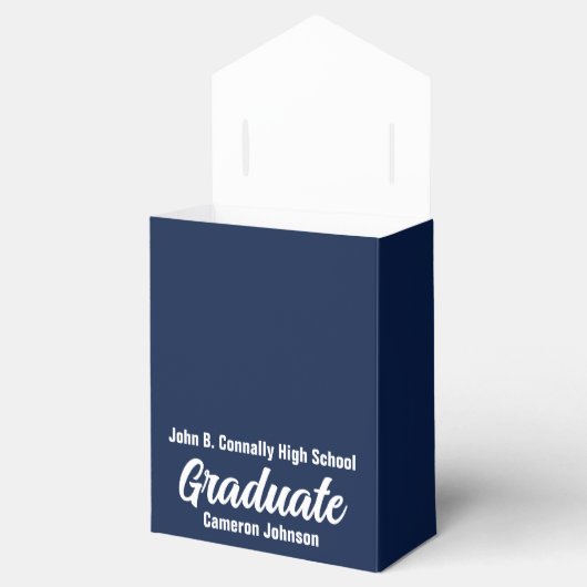 Elegant Afstudeerfeest Marine Blauw Wit Custom Bedankdoosjes (Geopend)