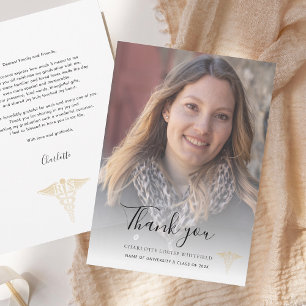 Elegant Afstuderen 2025 Nurse Pinning Bedankkaart