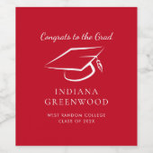 Elegant Afstuderen 2025 Script Red Celebration Wijn Etiket (Enkel label)