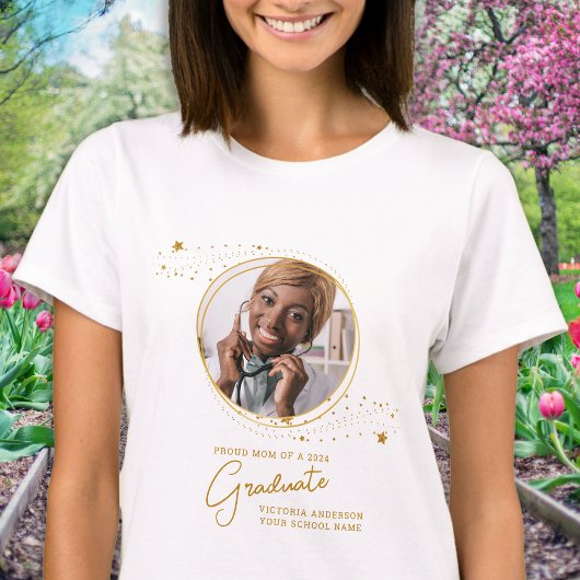 Elegant Afstuderen Aangepaste Afstuderen Gouden Fo T-shirt