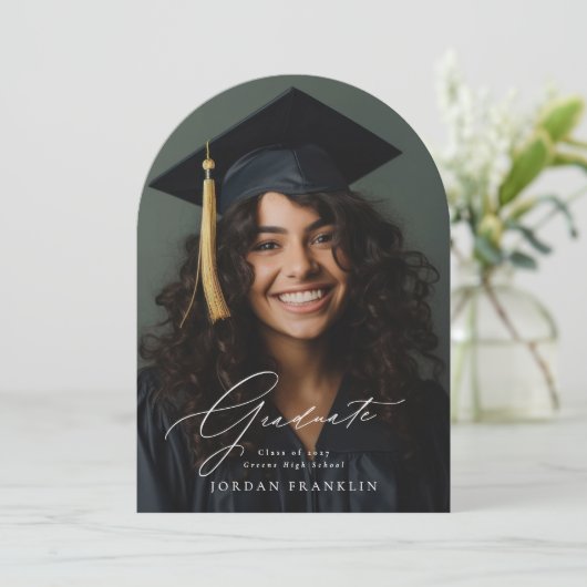 Elegant Afstuderen Aankondiging van het Afstuderen (Staand voorkant)