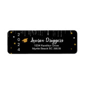Elegant Afstuderen Adres Jaar Glitter Retour Etiket (Voorkant)