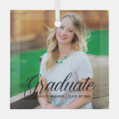 Elegant Afstuderen Afstuderen Aangepaste foto 2023 Glas Ornament (Voorkant)