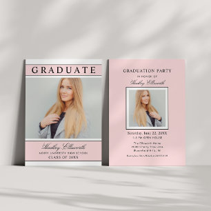 Elegant Afstuderen Afstuderen lichtroze foto Kaart