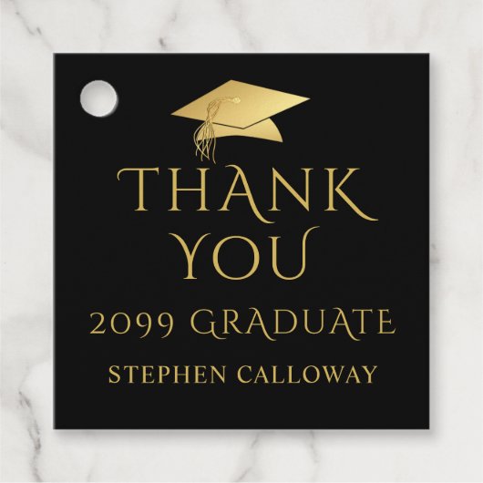 Elegant Afstuderen Bedankt Black Gold Pet Bedankjes Labels (Voorkant)
