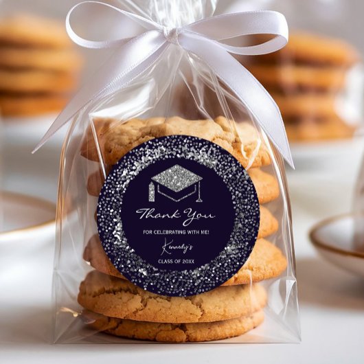 Elegant Afstuderen Bedankt Sticker - zilveren Pet