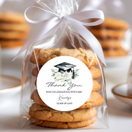 Elegant Afstuderen Bedankt Sticker - Zwart Pet